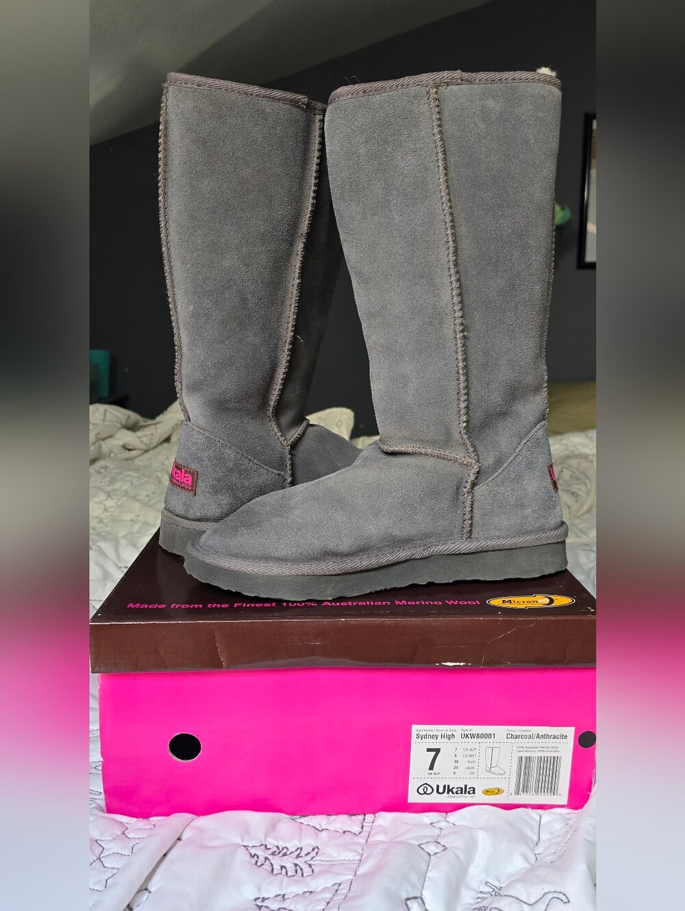 Ukala By Emu Charcoal Tall Boots